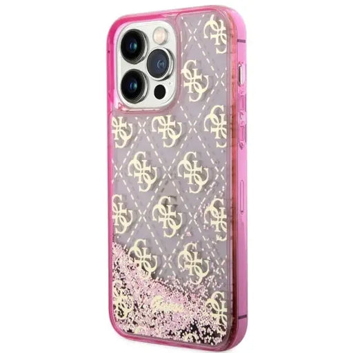 Guess GUHCP14XLC4PSGP iPhone 14 Pro Max 6.7’’ pink/pink hardcase Liquid Glitter 4G Transculent - Cell phone cases