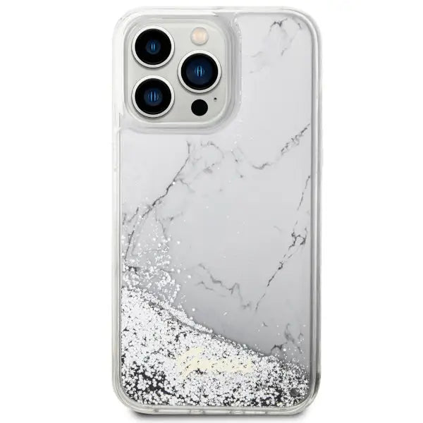 Guess GUHCP14XLCSGSGH iPhone 14 Pro Max 6.7’’ white/white hardcase Liquid Glitter Marble - Cell phone cases