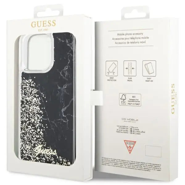 Guess GUHCP14XLCSGSGK iPhone 14 Pro Max 6.7’’ black/black hardcase Liquid Glitter Marble - Cell phone cases