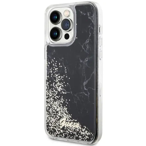 Guess GUHCP14XLCSGSGK iPhone 14 Pro Max 6.7’’ black/black hardcase Liquid Glitter Marble - Cell phone cases