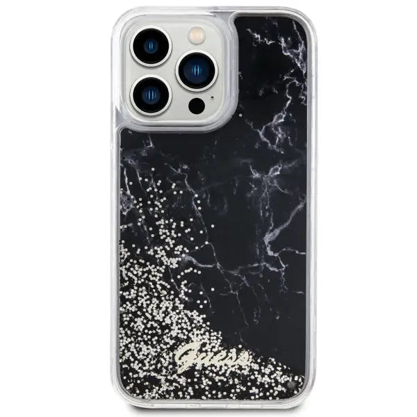 Guess GUHCP14XLCSGSGK iPhone 14 Pro Max 6.7’’ black/black hardcase Liquid Glitter Marble - Cell phone cases