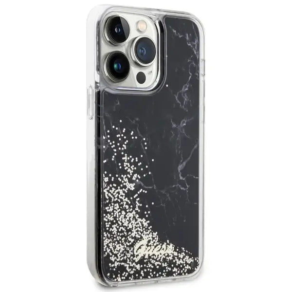 Guess GUHCP14XLCSGSGK iPhone 14 Pro Max 6.7’’ black/black hardcase Liquid Glitter Marble - Cell phone cases
