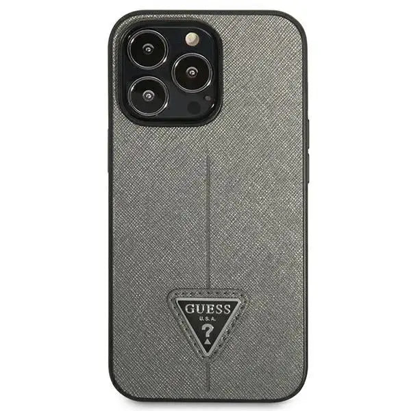 Guess GUHCP14XPSATLG iPhone 14 Pro Max 6.7 ’silver / silver hardcase SaffianoTriangle Logo - Cell phone cases