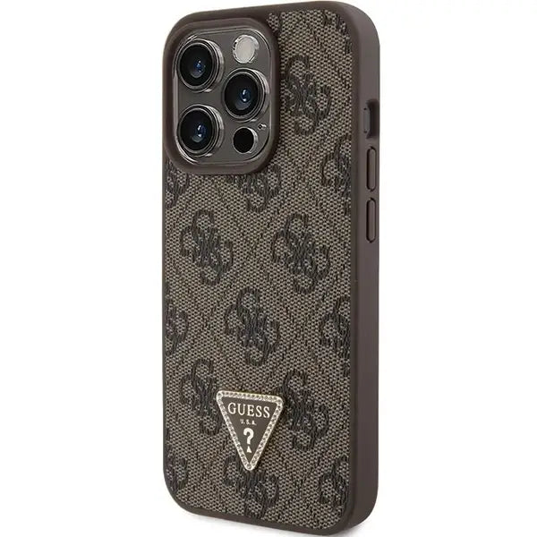 Guess GUHCP15LP4TDPW iPhone 15 Pro 6.1’’ brown/brown hardcase Leather 4G Triangle Strass - Cell phone cases