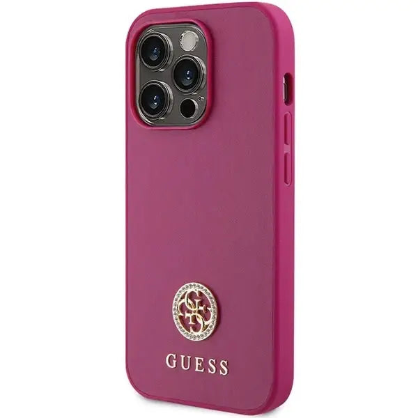 Guess GUHCP15LPS4DGPP iPhone 15 Pro 6.1’’ pink/pink hardcase Strass Metal Logo - Cell phone cases and covers<<<HurtelXML