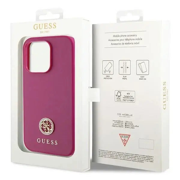 Guess GUHCP15LPS4DGPP iPhone 15 Pro 6.1’’ pink/pink hardcase Strass Metal Logo - Cell phone cases and covers<<<HurtelXML