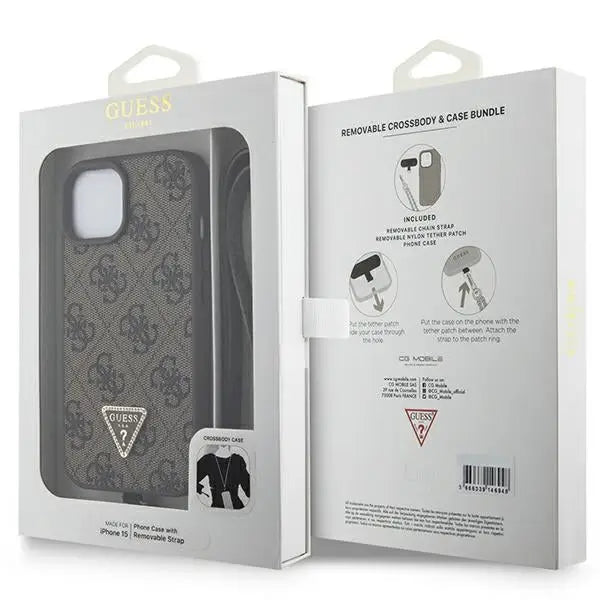 Guess GUHCP15MP4TDSCPW iPhone 15 Plus 6.7’’ brown/brown hardcase Crossbody 4G Metal Logo - Cell phone cases