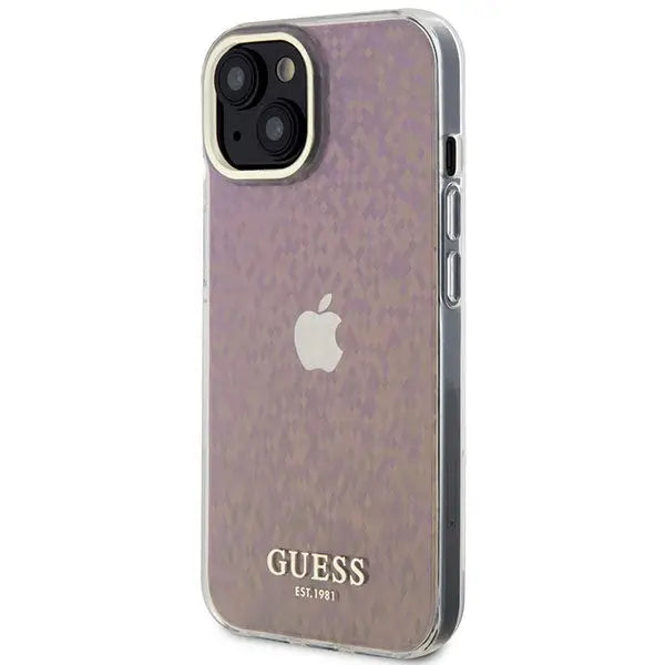 Guess GUHCP15SHDECMP iPhone 15 6.1’’ pink/pink hardcase IML Faceted Mirror Disco Iridescent - Cell phone cases