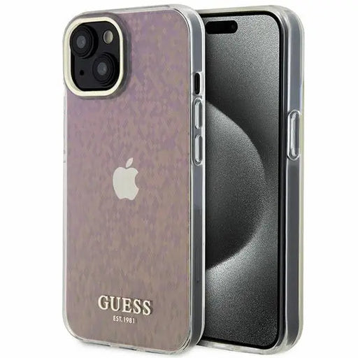 Guess GUHCP15SHDECMP iPhone 15 6.1’’ pink/pink hardcase IML Faceted Mirror Disco Iridescent - Cell phone cases