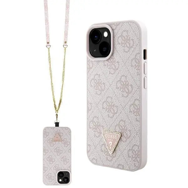 Guess GUHCP15SP4TDSCPP iPhone 15 6.1’’ pink/pink hardcase Crossbody 4G Metal Logo - Cell phone cases