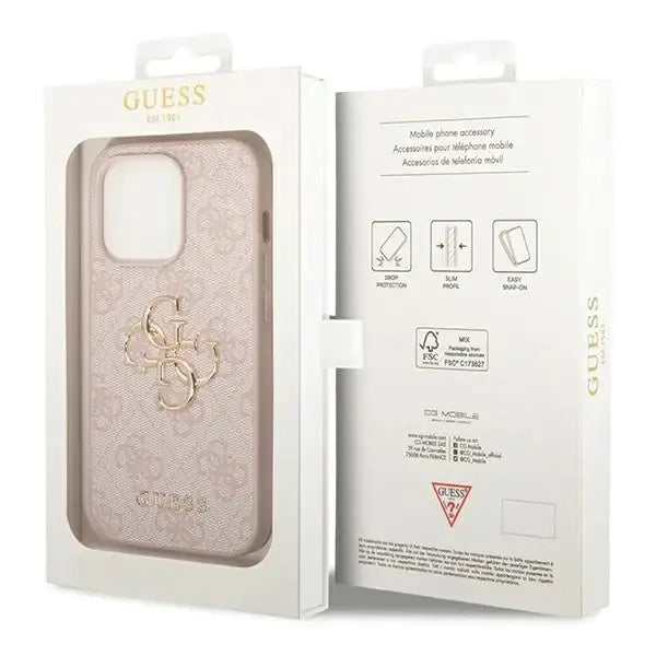 Guess GUHCP15X4GMGPI iPhone 15 Pro Max 6.7’’ pink/pink hardcase 4G Big Metal Logo - Cell phone cases