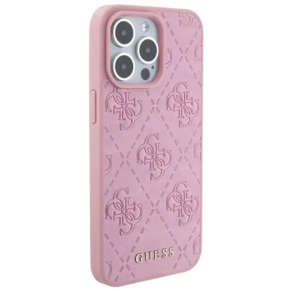 Guess GUHCP15XP4EPMP iPhone 15 Pro Max 6.7’’ pink/pink hardcase Leather 4G Stamped - Cell phone cases