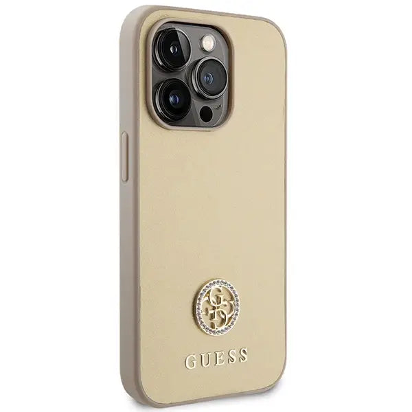 Guess GUHCP15XPS4DGPD iPhone 15 Pro Max 6.7’’ gold/gold hardcase Strass Metal Logo - Cell phone cases