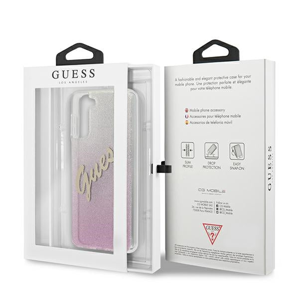Guess GUHCS21MPCUGLSPI S21+ G996 pink/pink hardcase Glitter Gradient Script - Cell phone cases and covers<<<HurtelXML