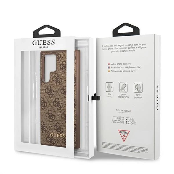 Guess GUHCS22LG4GFBR S22 Ultra S908 brązowy/brown hard case 4G Metal Gold Logo - Cell phone cases and covers<<<HurtelXML