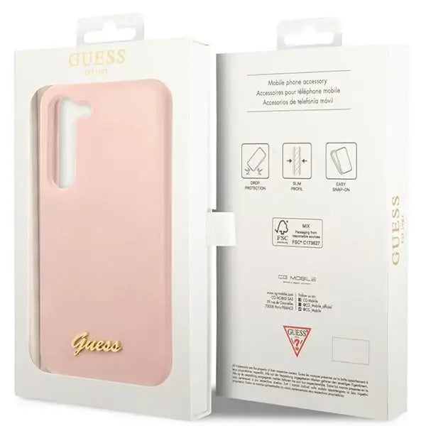 Guess GUHCS23MLSLMGPP S23+ S916 pink/pink hardcase Silicone Script Metal Logo - Cell phone cases and covers<<<HurtelXML