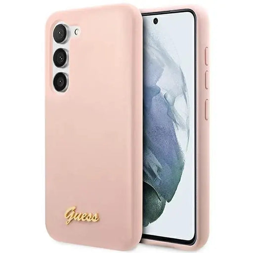Guess GUHCS23SLSLMGPP S23 S911 pink/pink hardcase Silicone Script Metal Logo - Cell phone cases and covers<<<HurtelXML