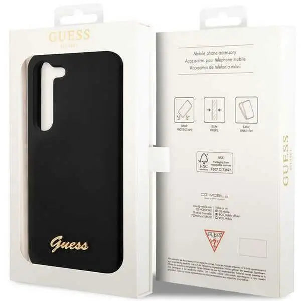 Guess GUHCS23SSLSMK S23 S911 black/black hardcase Silicone Vintage Gold Logo - Cell phone cases and covers<<<HurtelXML
