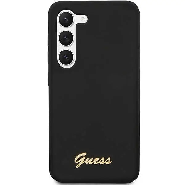 Guess GUHCS23SSLSMK S23 S911 black/black hardcase Silicone Vintage Gold Logo - Cell phone cases and covers<<<HurtelXML