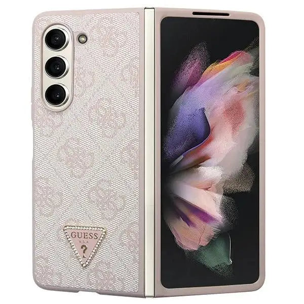 Guess GUHCZFD5P4TDPP F946 Z Fold5 case - pink Leather 4G Triangle Strass - Cell phone cases and covers<<<HurtelXML
