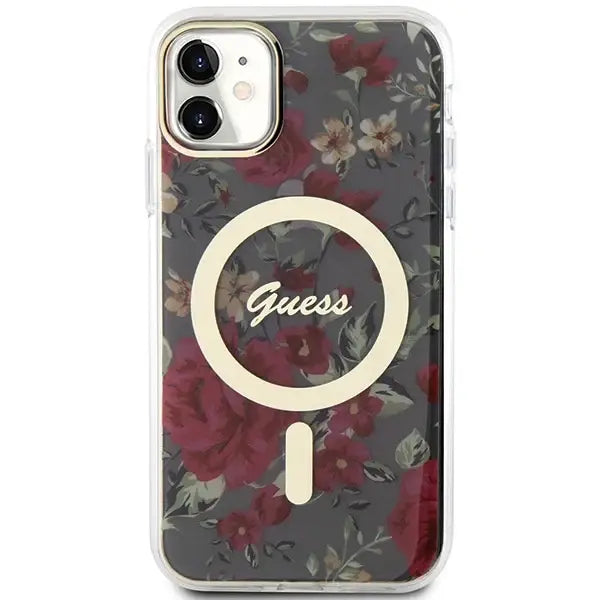 Guess GUHMN61HCFWSA iPhone 11 / Xr 6.1’’ green/khaki hardcase Flower MagSafe - Cell phone cases and covers<<<HurtelXML