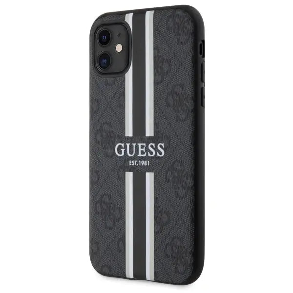 Guess GUHMN61P4RPSK iPhone 11 / Xr black/black hardcase 4G Printed Stripes MagSafe - Cell phone cases
