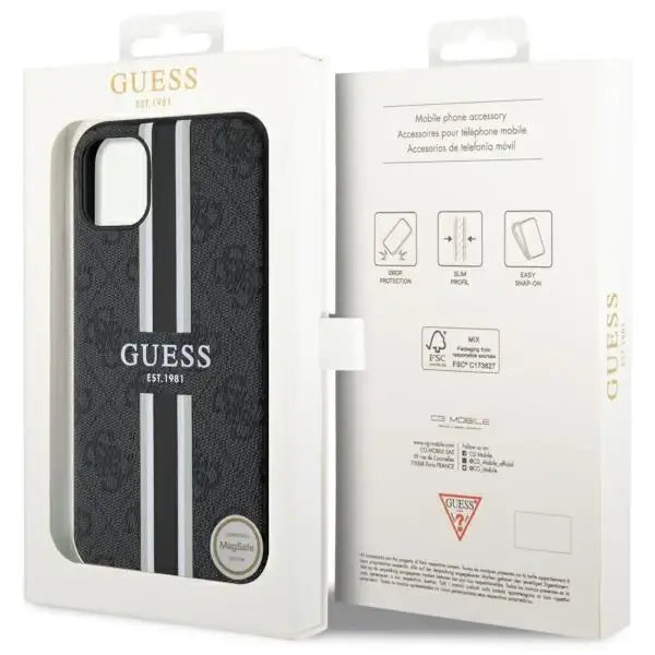 Guess GUHMN61P4RPSK iPhone 11 / Xr black/black hardcase 4G Printed Stripes MagSafe - Cell phone cases