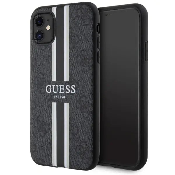 Guess GUHMN61P4RPSK iPhone 11 / Xr black/black hardcase 4G Printed Stripes MagSafe - Cell phone cases