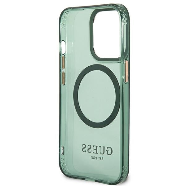 Guess GUHMP13LHTCMA iPhone 13 Pro / 13 6.1’’ green/khaki hard case Gold Outline Translucent MagSafe - Cell phone cases