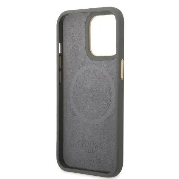 Guess GUHMP13LSAPSTG iPhone 13 Pro / 13 6.1’’ grey/grey hardcase Peony Logo Plate MagSafe - Cell phone cases