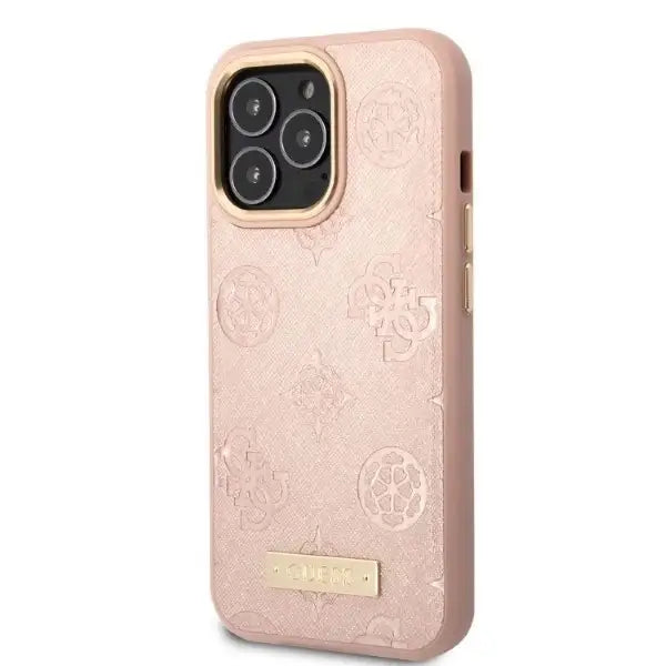 Guess GUHMP13LSAPSTP iPhone 13 Pro / 13 6.1’’ pink/pink hardcase Peony Logo Plate MagSafe - Cell phone cases