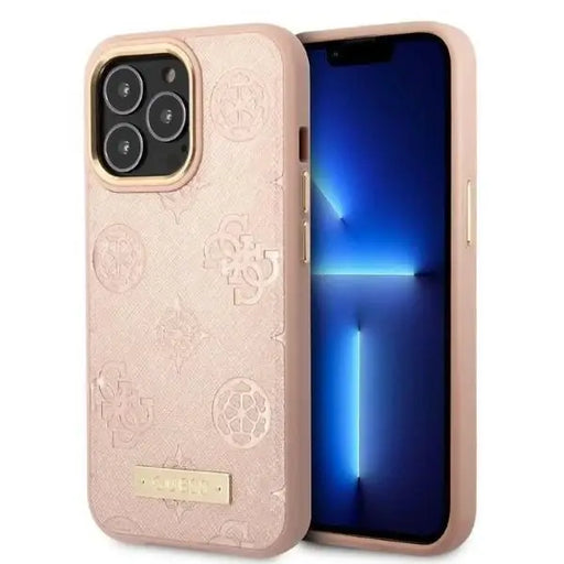 Guess GUHMP13LSAPSTP iPhone 13 Pro / 13 6.1’’ pink/pink hardcase Peony Logo Plate MagSafe - Cell phone cases