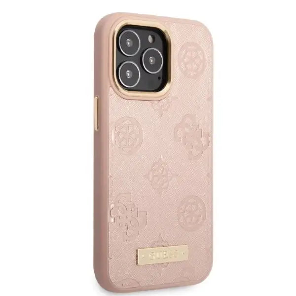 Guess GUHMP13LSAPSTP iPhone 13 Pro / 13 6.1’’ pink/pink hardcase Peony Logo Plate MagSafe - Cell phone cases