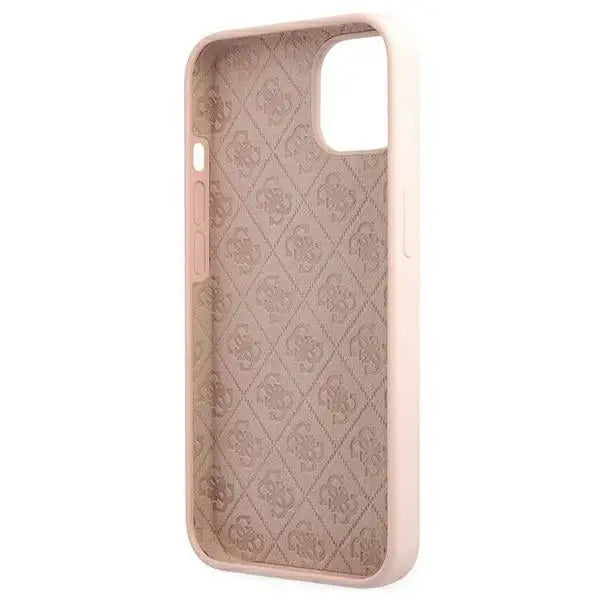 Guess GUHMP13MLSLMGLP iPhone 13 6.1’’ light pink/light pink hardcase Silicone Script Gold Logo Magsafe - Cell phone