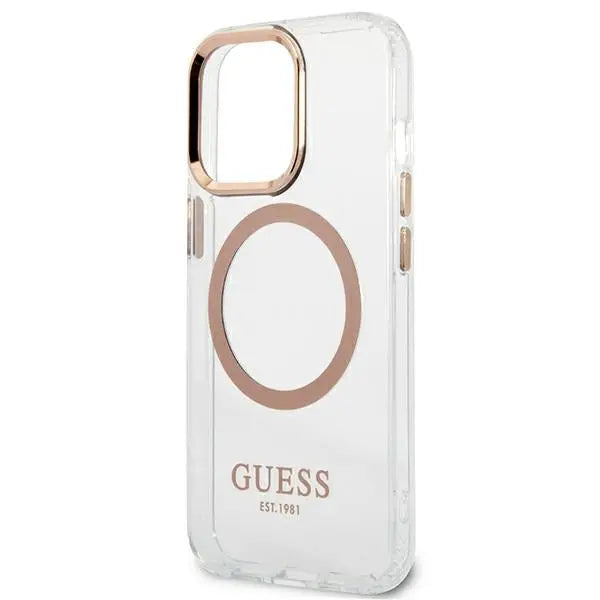Guess GUHMP13XHTRMD iPhone 13 Pro Max 6.7 ’gold / gold hard case Metal Outline Magsafe - Cell phone cases