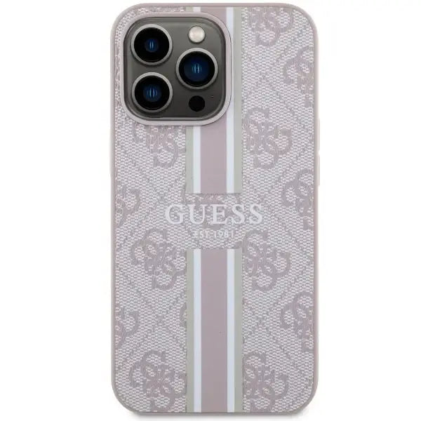 Guess GUHMP13XP4RPSP iPhone 13 Pro Max 6.7’’ pink/pink hardcase 4G Printed Stripes MagSafe - Cell phone cases
