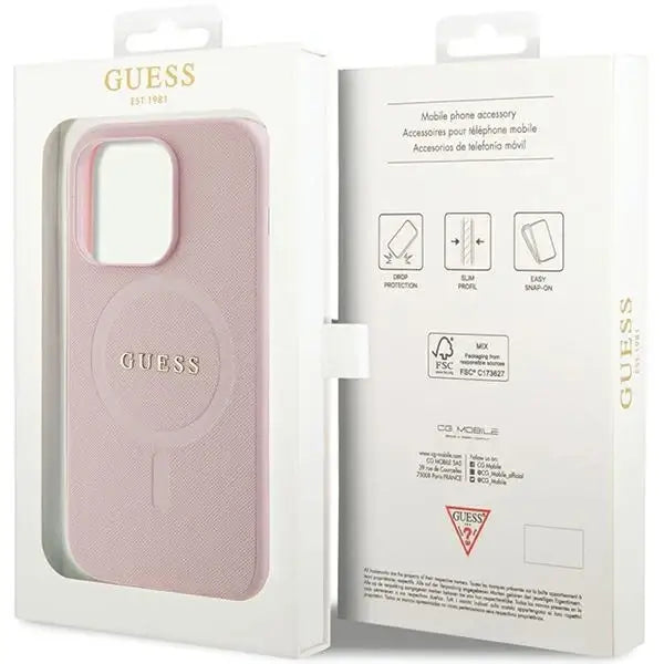 Guess GUHMP13XPSAHMCP case for iPhone 13 Pro Max - pink Saffiano MagSafe - Cell phone cases and covers<<<HurtelXML