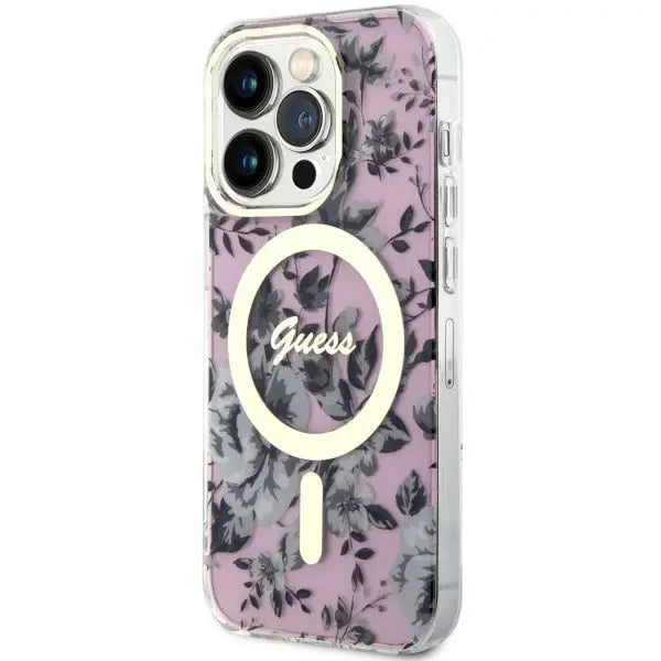 Guess GUHMP14LHCFWSP iPhone 14 Pro 6.1’’ pink/pink hardcase Flower MagSafe - Cell phone cases and covers<<<HurtelXML