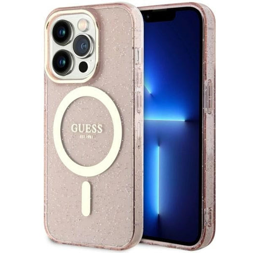 Guess GUHMP14LHCMCGP iPhone 14 Pro 6.1’’ pink/pink hardcase Glitter Gold MagSafe - Cell phone cases