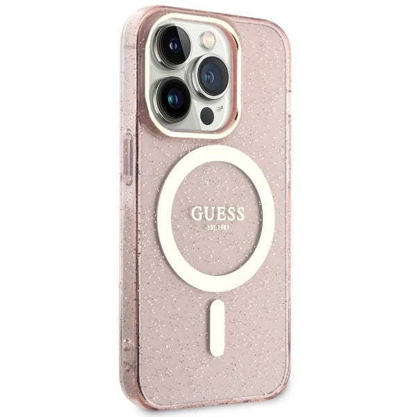 Guess GUHMP14LHCMCGP iPhone 14 Pro 6.1’’ pink/pink hardcase Glitter Gold MagSafe - Cell phone cases