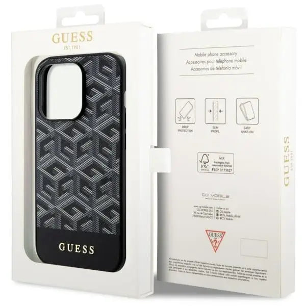 Guess GUHMP14LHGCFSEK iPhone 14 Pro 6.1’’ black/black hardcase GCube Stripes MagSafe - Cell phone cases