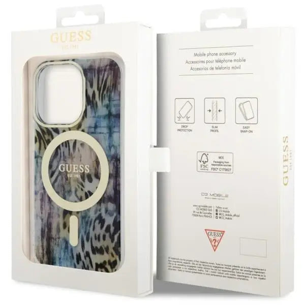 Guess GUHMP14LHLEOPWB iPhone 14 Pro 6.1’’ blue/blue hardcase Leopard MagSafe - Cell phone cases and covers<<<HurtelXML