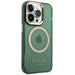 Guess GUHMP14LHTCMA iPhone 14 Pro 6.1’’ green/khaki hard case Gold Outline Translucent MagSafe - Cell phone cases