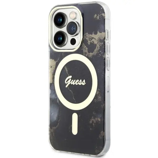 Guess GUHMP14LHTMRSK iPhone 14 Pro 6.1’’ black/black hardcase Golden Marble MagSafe - Cell phone cases
