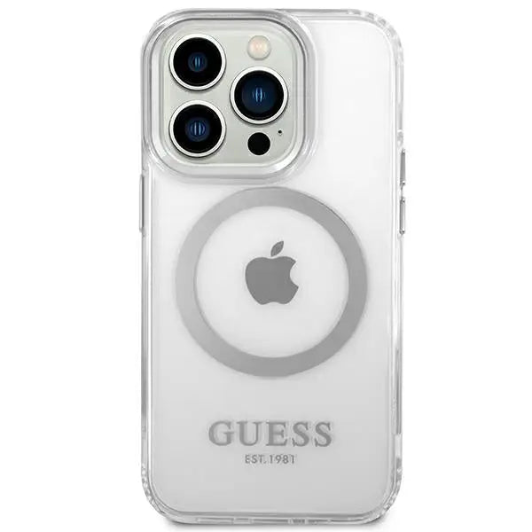 Guess GUHMP14LHTRMS iPhone 14 Pro 6.1’’ silver/silver hard case Metal Outline Magsafe - Cell phone cases