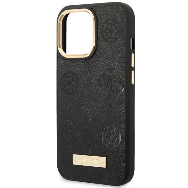 Guess GUHMP14LSAPSTK iPhone 14 Pro 6.1’’ black/black hardcase Peony Logo Plate MagSafe - Cell phone cases