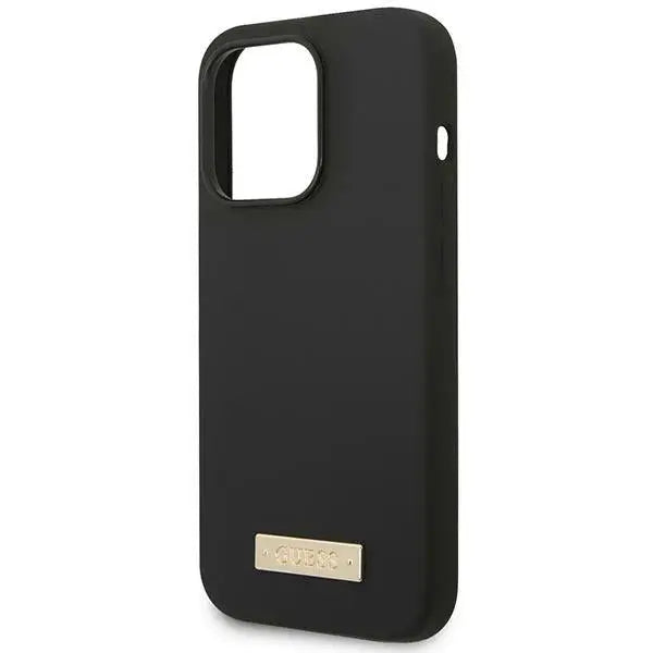 Guess GUHMP14LSBPLK iPhone 14 Pro 6.1’’ black/black hard case Silicone Logo Plate MagSafe - Cell phone cases