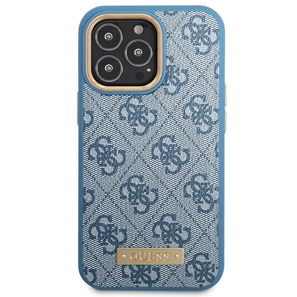 Guess GUHMP14LU4GPRB iPhone 14 Pro 6.1’’ blue/blue hard case 4G Logo Plate MagSafe - Cell phone cases