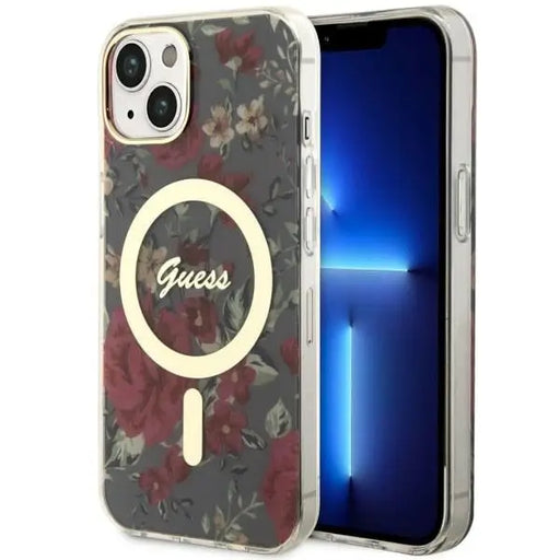 Guess GUHMP14MHCFWSA iPhone 14 Plus 6.7’’ green/khaki hardcase Flower MagSafe - Cell phone cases and covers<<<HurtelXML