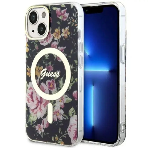 Guess GUHMP14MHCFWSK iPhone 14 Plus 6.7’’ black/black hardcase Flower MagSafe - Cell phone cases and covers<<<HurtelXML